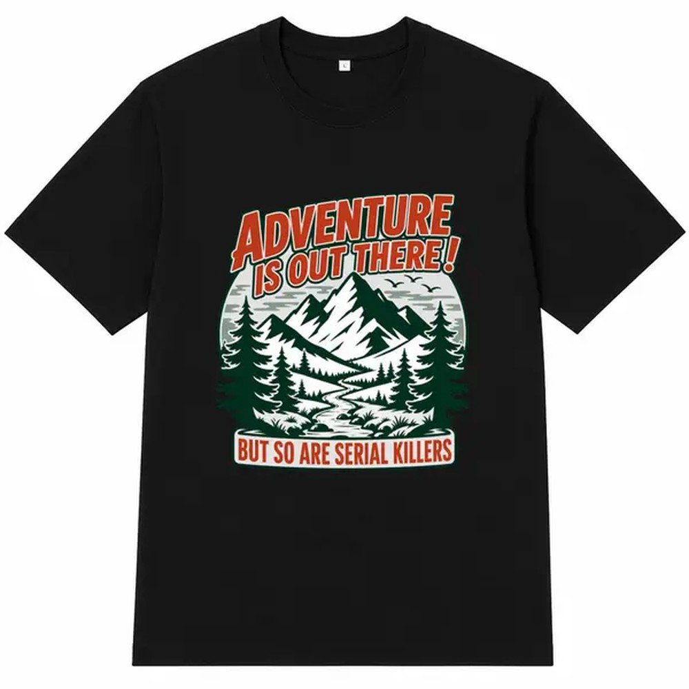 Outdoor Adventure Outfit - Maglietta nera con stampa di lettere