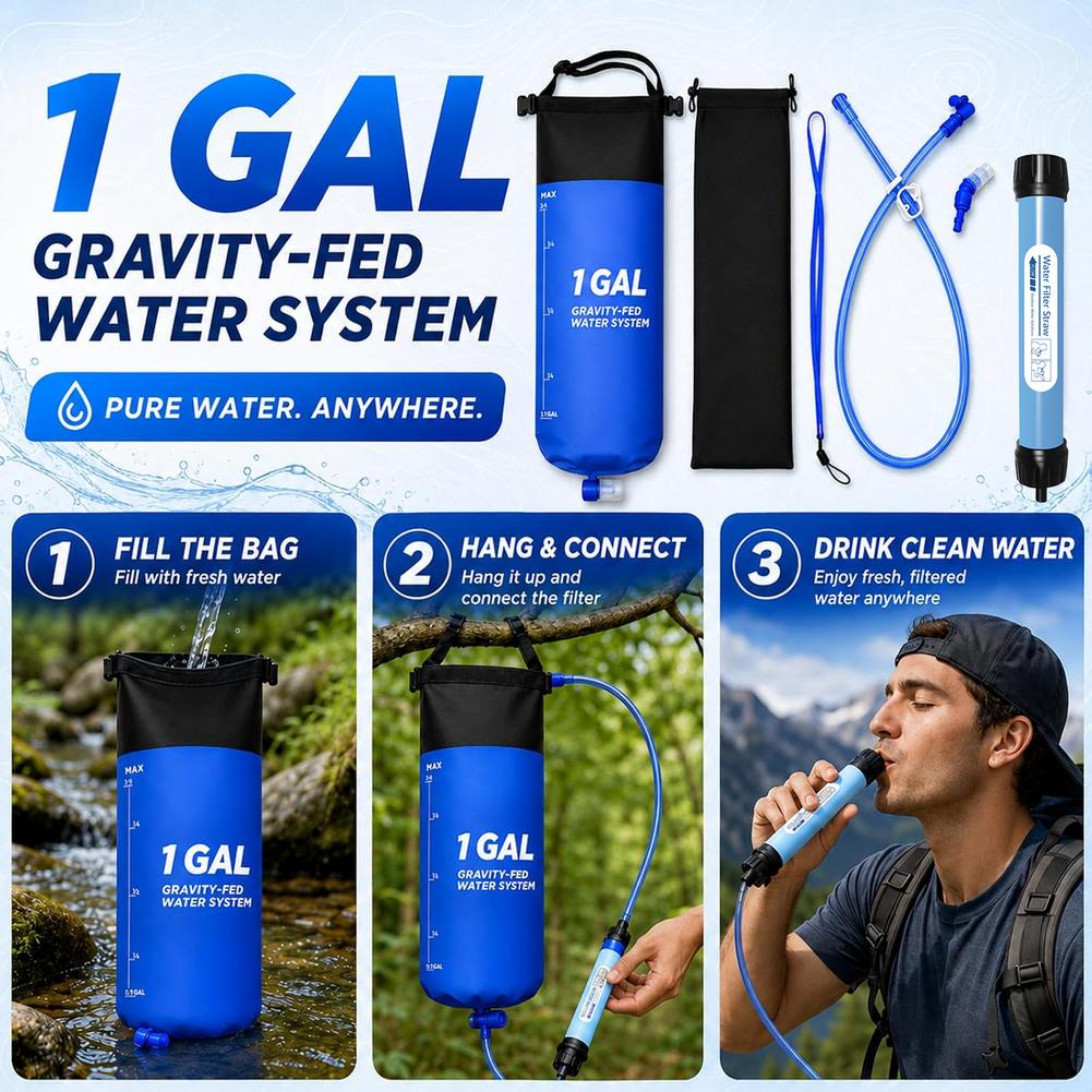 Outdoor Adventure Backpack - Kit con sacchetto filtrante per acqua
